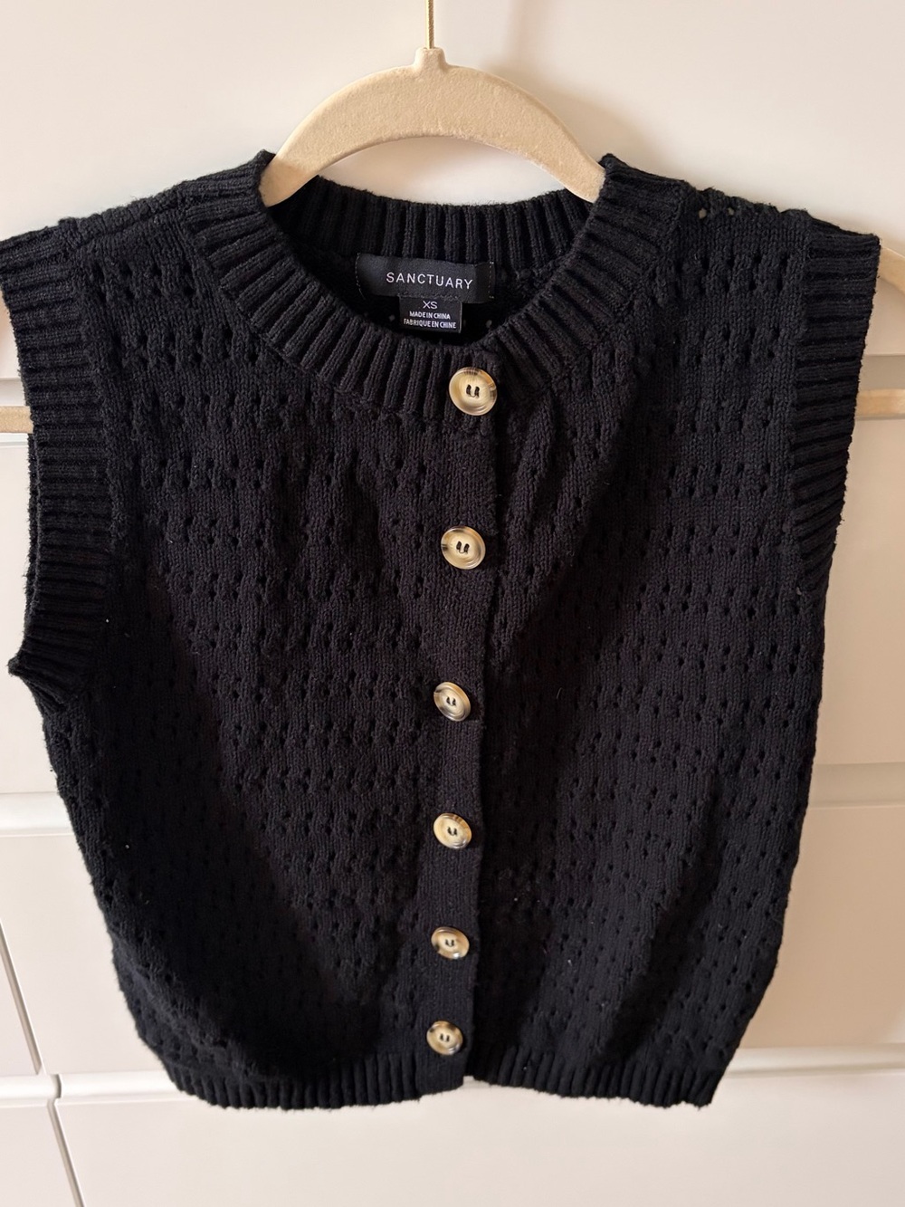 Sanctuary Black Knit Button-Front Sweater Vest